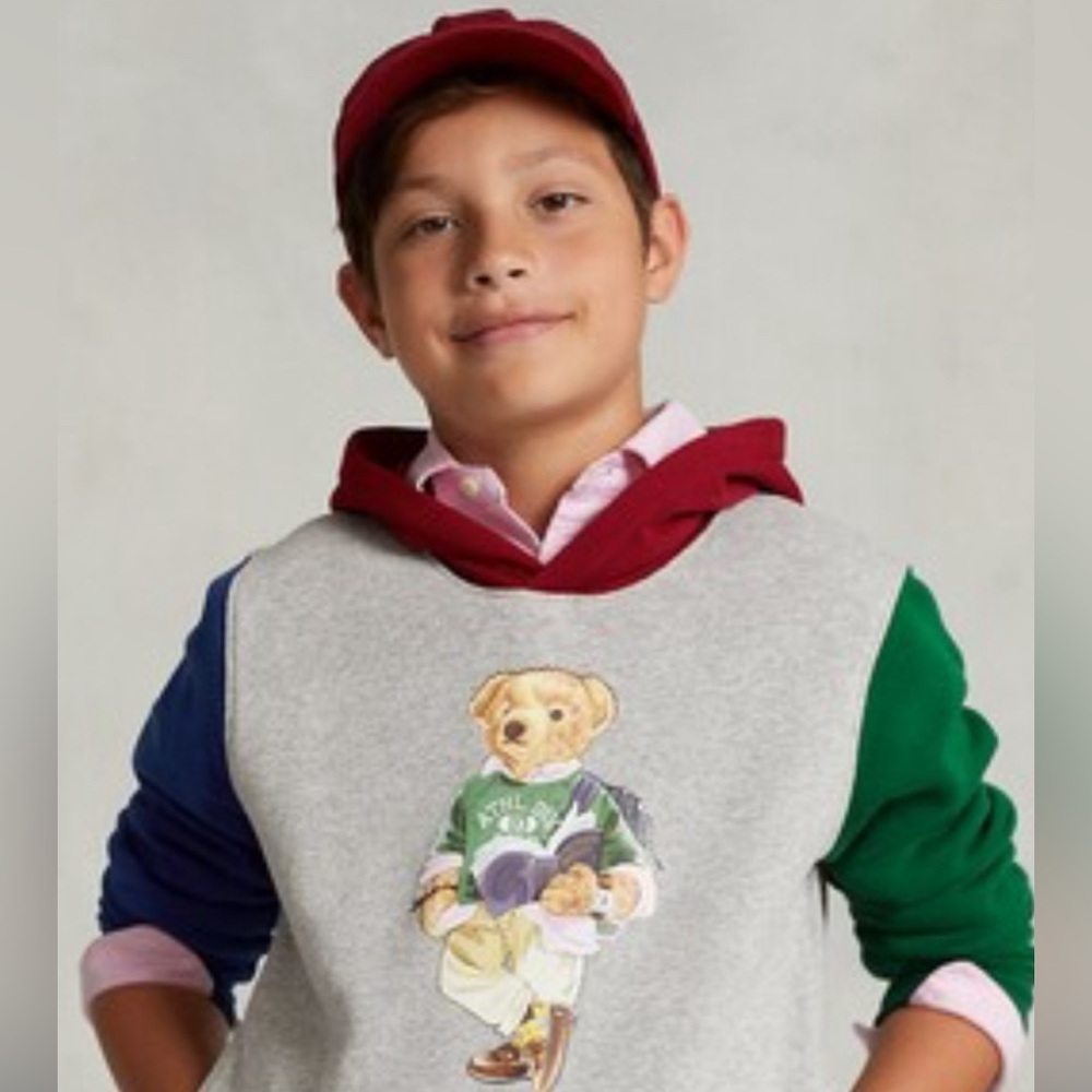 Polo Ralph Lauren Bear Color-Blocked Fleece Hoodie .Size S (8)